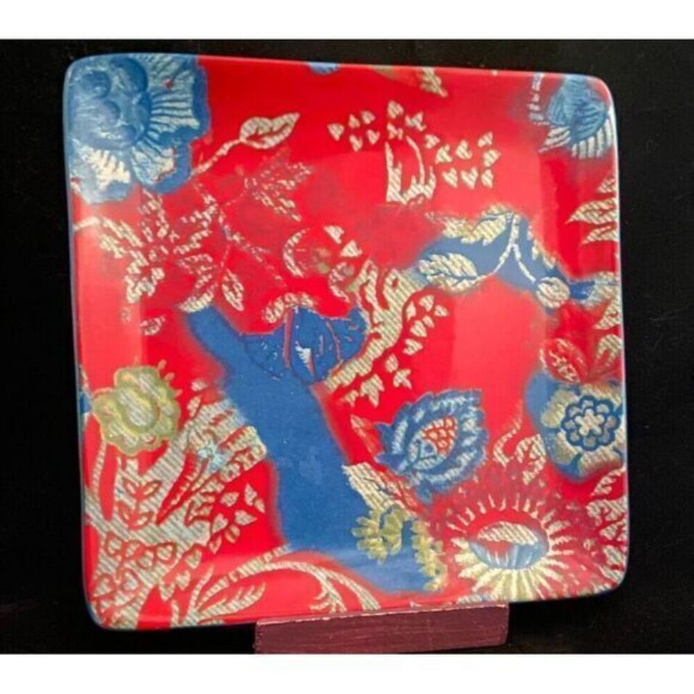 Certified International French Meadows Poetic Wanderlust Salad Plate Red‎ Blue
